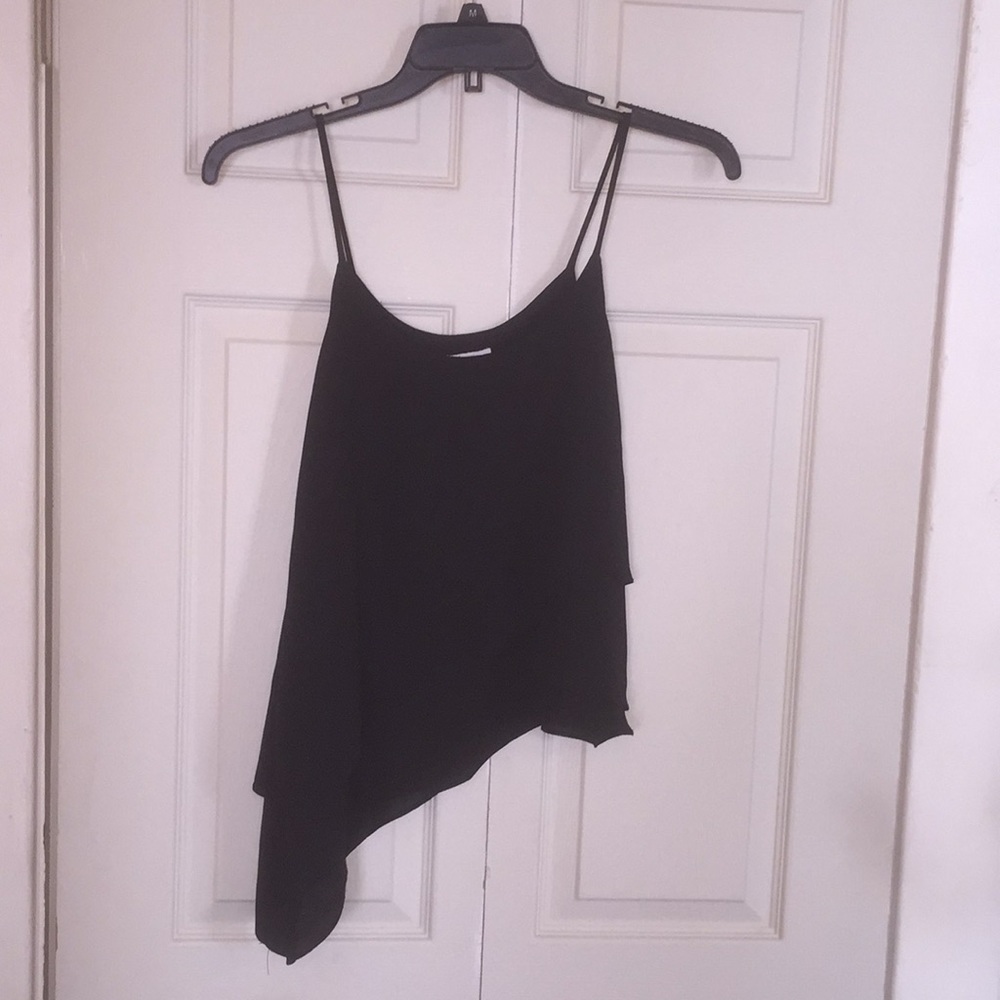 Asymmetrical sexy black tank top